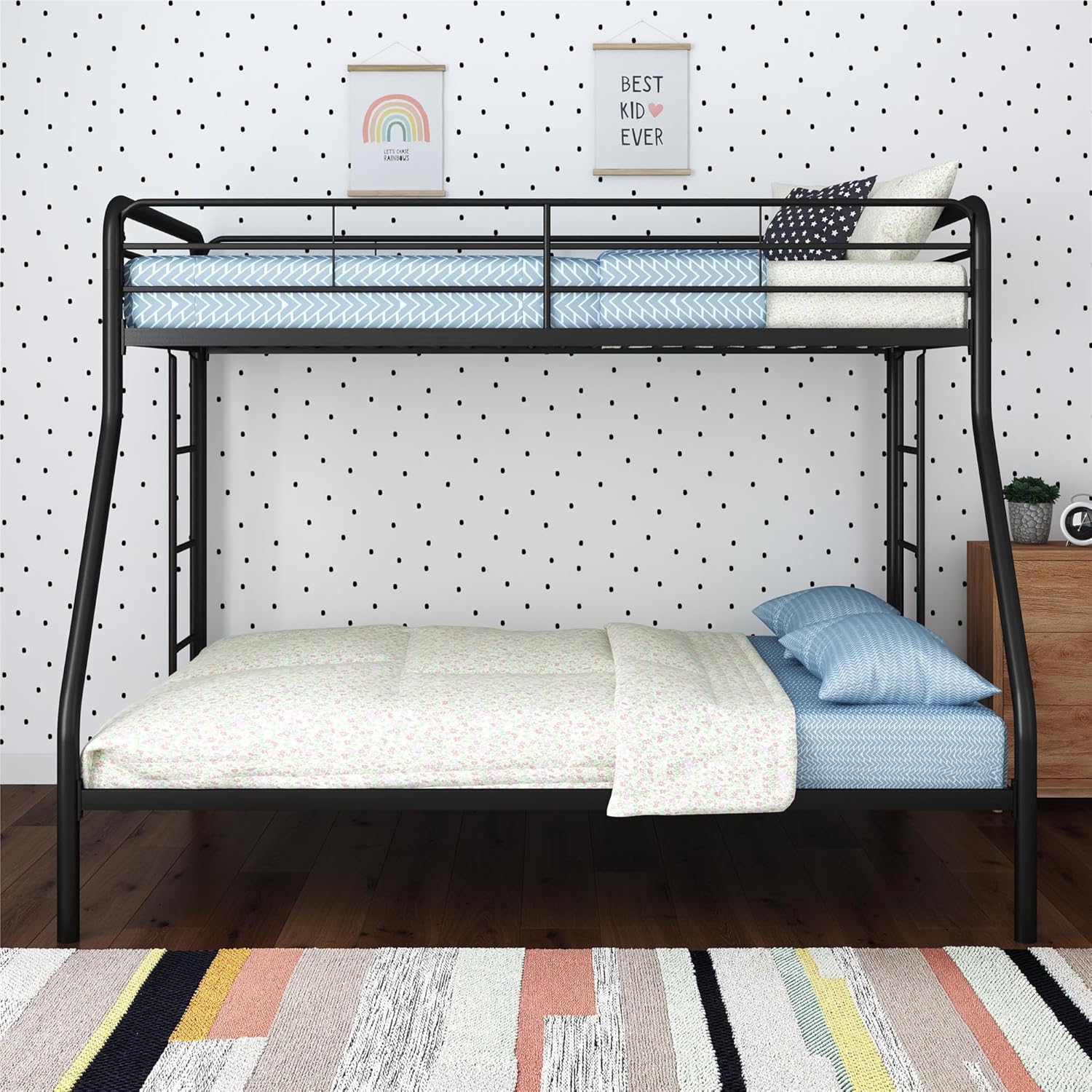 DHP Dusty Twin Over Full Metal Bunk Bed, Off White1 pcs