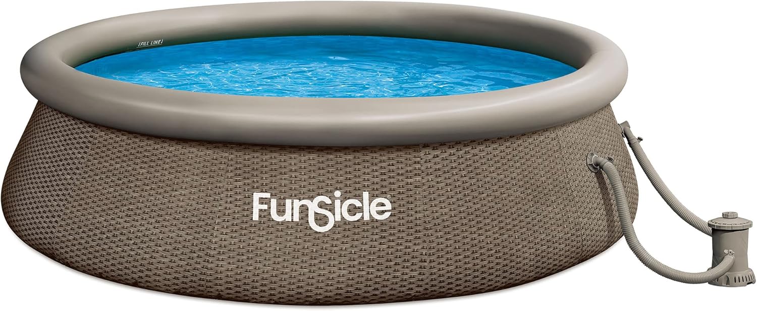 12ft x 36in Round Inflatable Above Ground Swimming Pool with Filter Pump – Easy Setup with Top Ring Design1 pcs