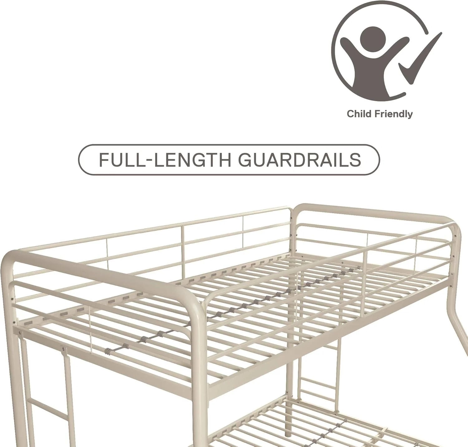 DHP Dusty Twin Over Full Metal Bunk Bed, Off White1 pcs