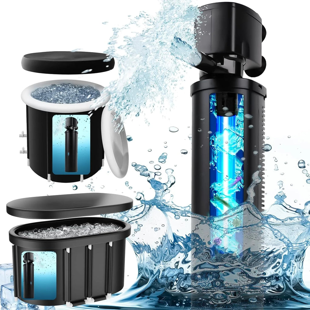 600GPH Cold Plunge Filter for 300-1000 Gal U-V Sanitation, Cold Pod Ice Bath Tub Filte, Small Pool Filter with Green Cleaning Machine Pool for Cold Pod Ice Bath Tub Hot Tub Water Clean1 pcs