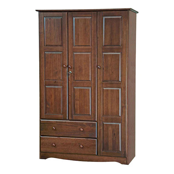 100% Solid Wood Grand Wardrobe Armoire - Mocha