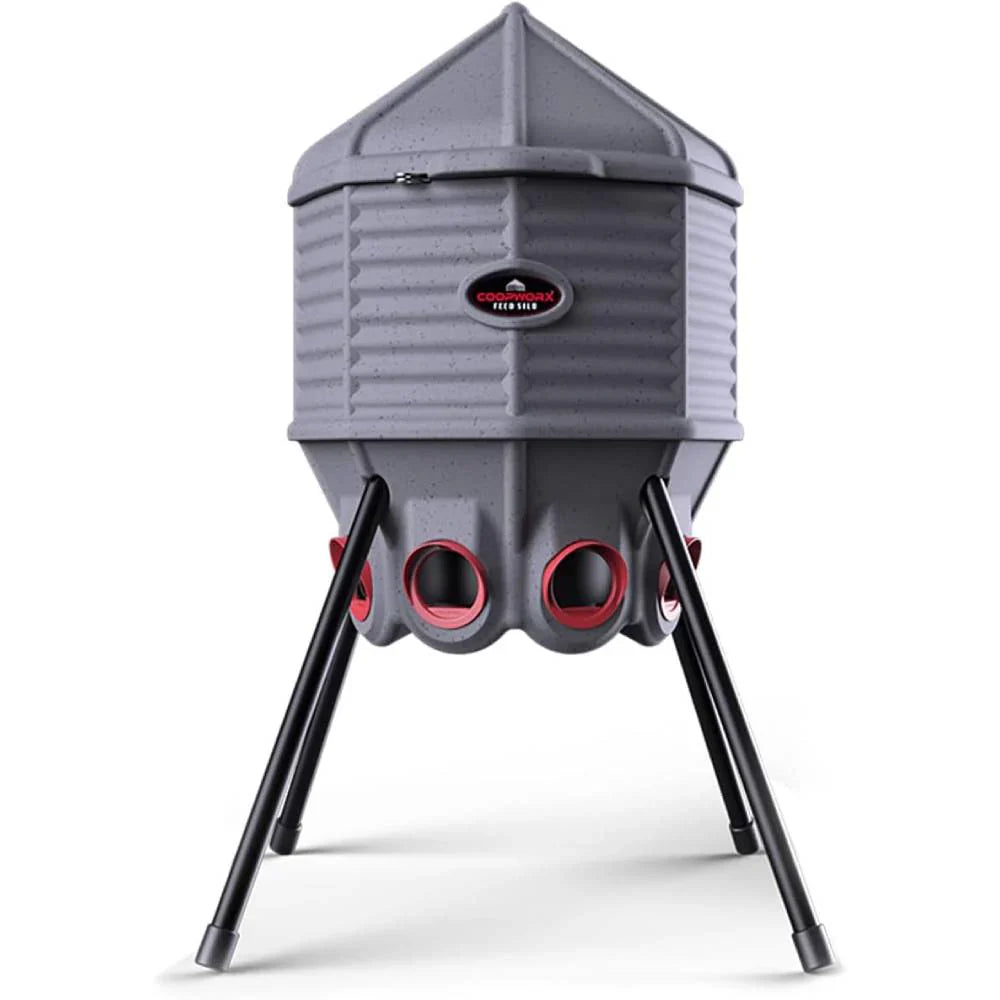 80lb Poultry Feeder, Adjustable Height, UV Stable, Weather Resistant, 8 Ports, Made in USA
