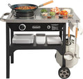 Cuisinart – Outdoor Wok Station, 50,000 BTU Propane Outdoor Wok Burner w Prep Table, 14′′ Carbon Steel Wok for Stir Fry, Searing, BBQ – Black