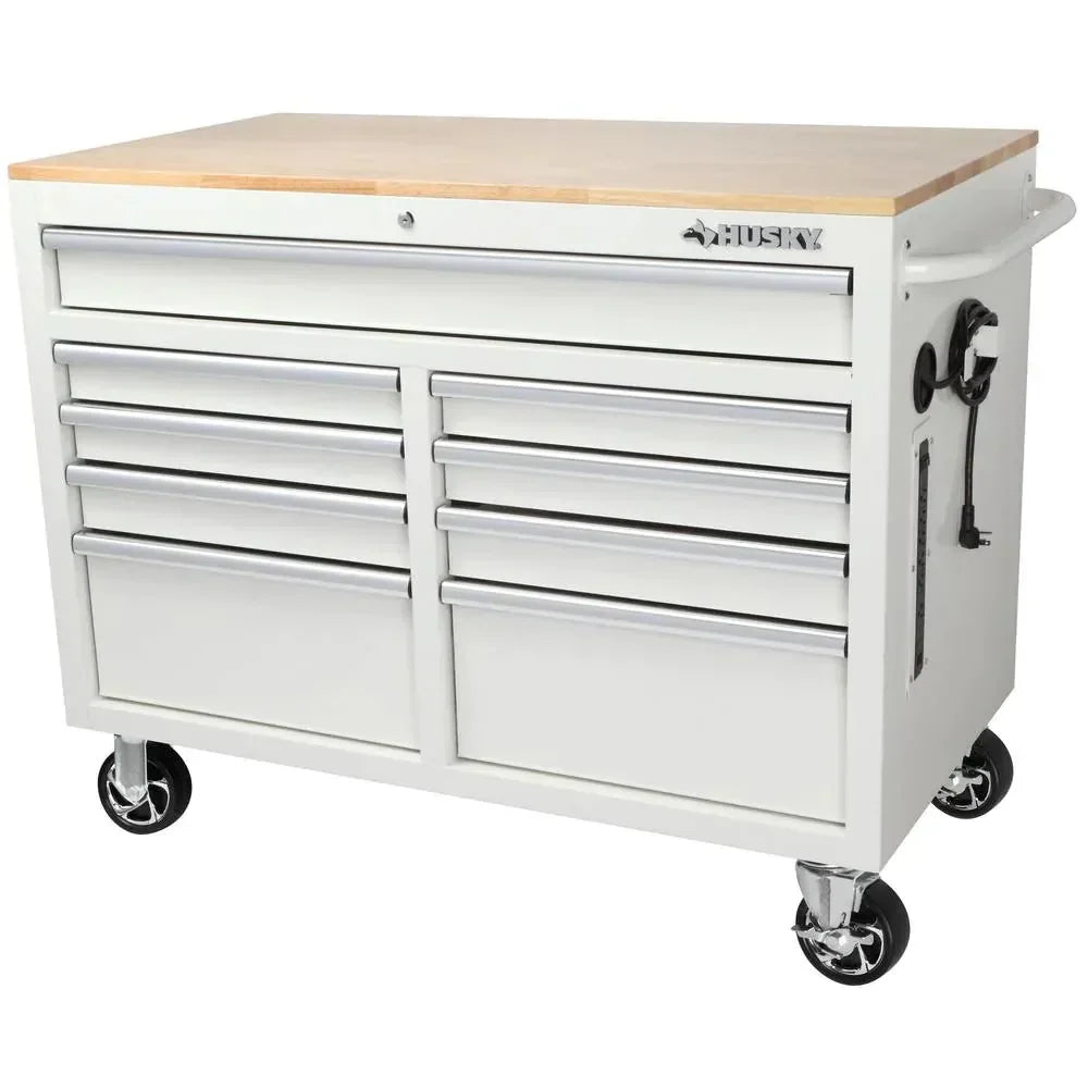 46-in W x 24.5-in D 9-Drawer Mobile Workbench with Hardwood Top and Power Station ���ゆ�� Gloss Black