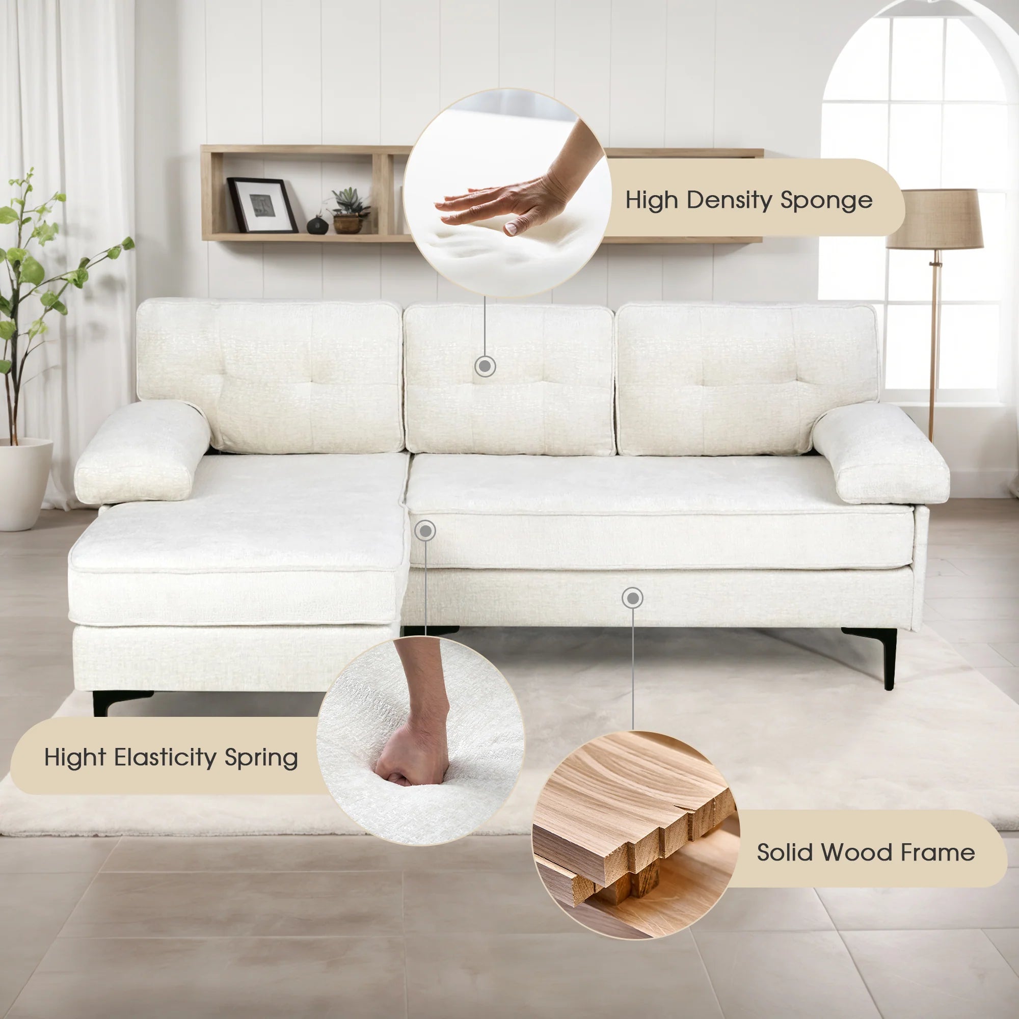 Sofa 3 Seaters Sofa Velvet L Shape