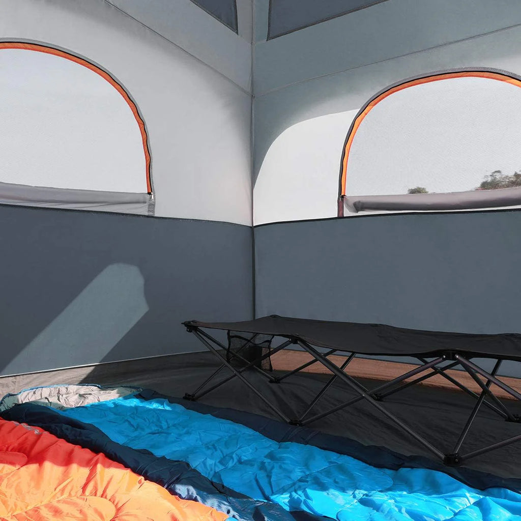 A 6-person waterproof and windproof portable family camping tent, with a double-layer structure, equipped with 1 mesh door and 5 large mesh windows - height of 10 feet × 9 feet × 78 inches (unit: inches)1 pcs