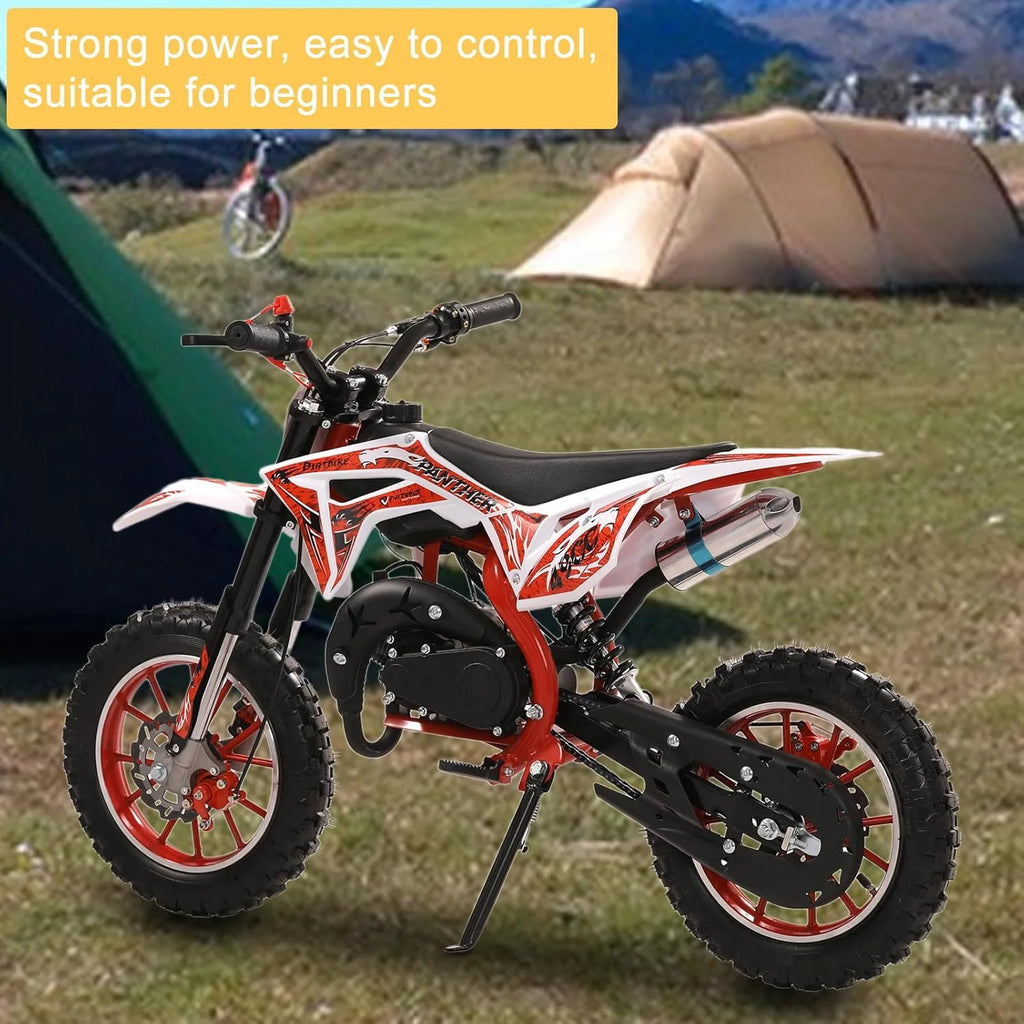 Kids Dirt Bike 49cc 2-Stroke, 40KM/H Gas Powered Dirtbike, Off Road Mini Motorcycle with Front Rear Disc Brakes, Mini Dirt Bike for Children Aged 5-161 pcs