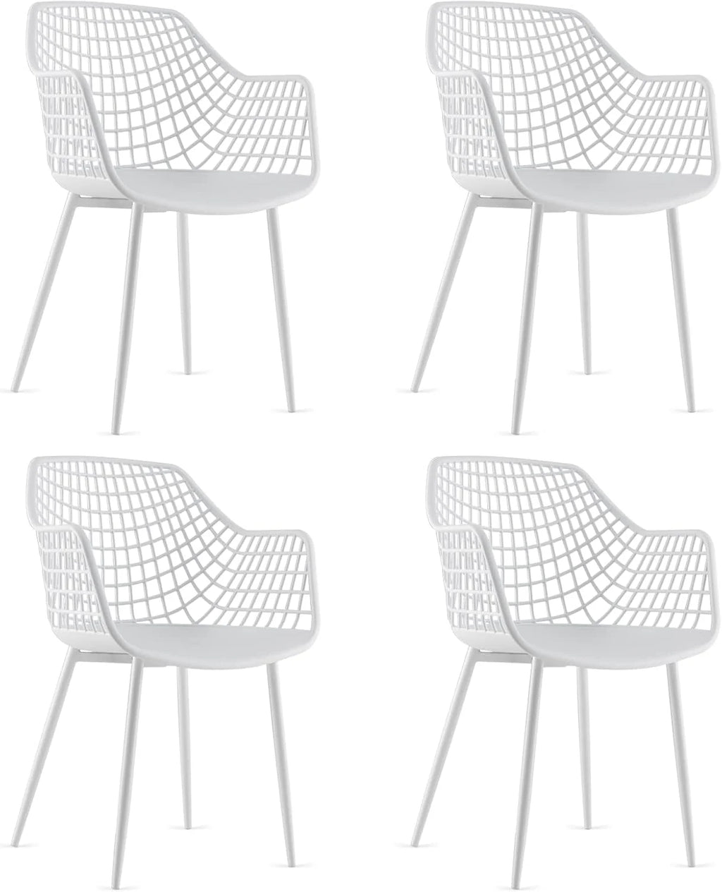 Modern Dining Chairs Set of 4 - Black Arm Chair with 15" High Backrest, Powder-Coated Metal Legs, Anti-Slip Foot Pads, Max Load 265 lbs, Kitchen Dining Room1 pcs