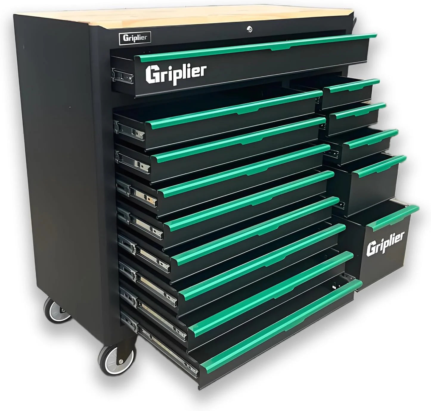 14-Drawers Rolling Tool Chest with Wood Workbench,Brake Casters,Heavy-Duty Steel Cabinet Storage, 46.8W x 18.3D x 42.7H inch1 pcs