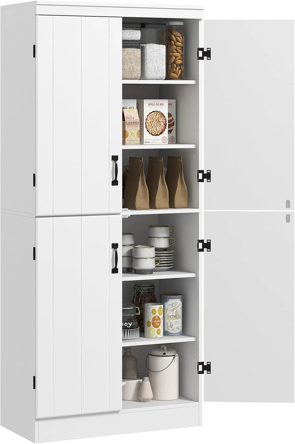 70" Tall Kitchen Pantry Cabinet, Freestanding Buffet Storage Cabinet with 4 Doors and 2 Adjustable Shelves, Natural1 pcs