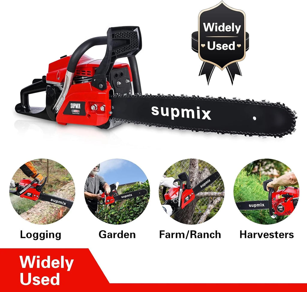 20-Inch Gas Powered Chainsaw,62cc Petrol Chainsaw Garden Tools,3.4HP 2 Cycle Gasoline Powered Chain Saws Handheld Cordless Petrol Chainsaws for Tree Cutting Outdoor Home Farm All Parts1 pcs