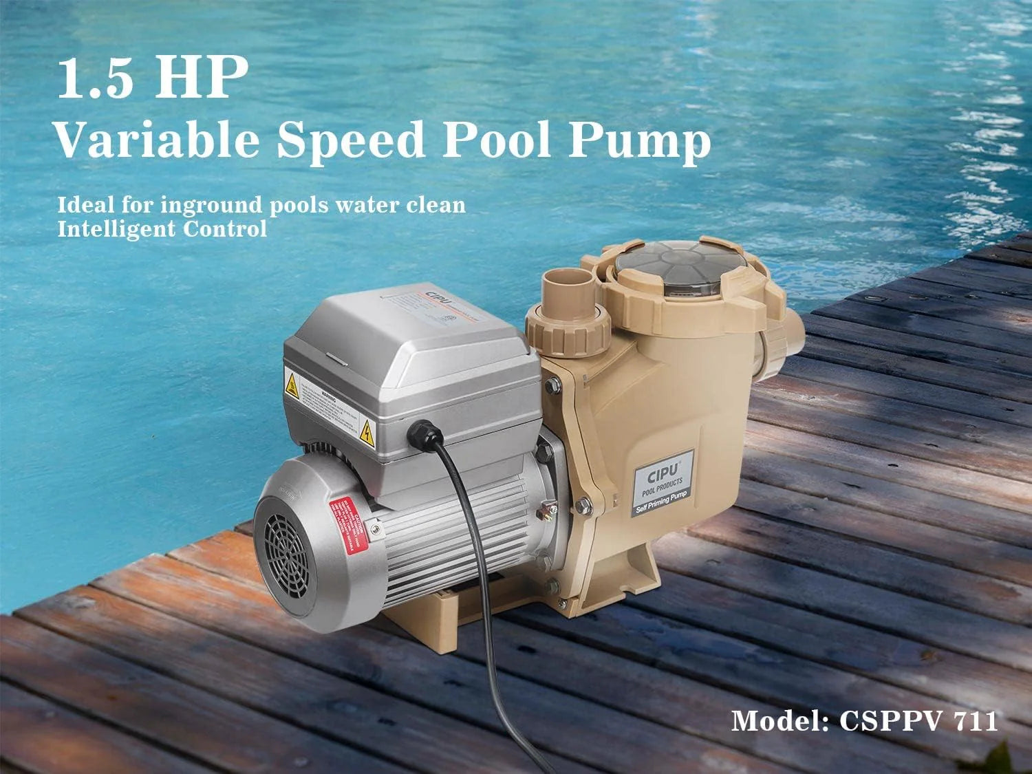 1.5HP Variable Speed Pool Pump 230V High Performance Intelligent Control for Inground Swimming Pools All-Weather Water Clean Filter Pump System Replacement1 pcs