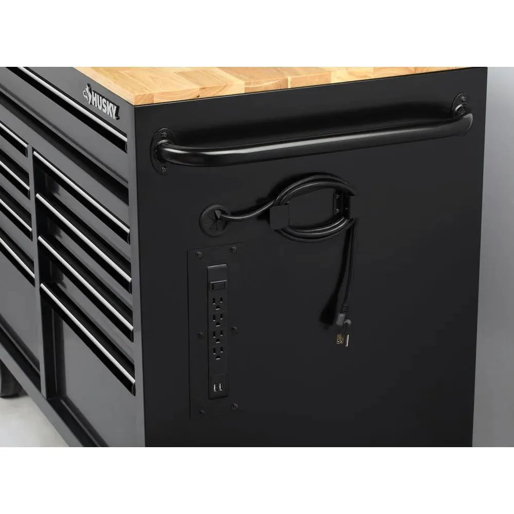 46-in W x 24.5-in D 9-Drawer Mobile Workbench with Hardwood Top and Power Station ���ゆ�� Gloss Black