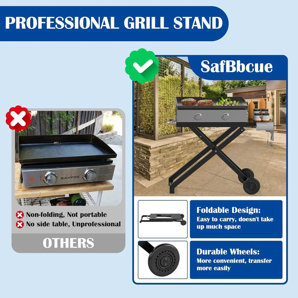 Portable Grill Table for Blackstone 22 Inch 17 Inch Tabletop Griddle Accessories Folding BBQ Table, Outdoor Grill Stand for Blackstone 22" 17" Griddle Stand with Wheels Side Table1 pcs