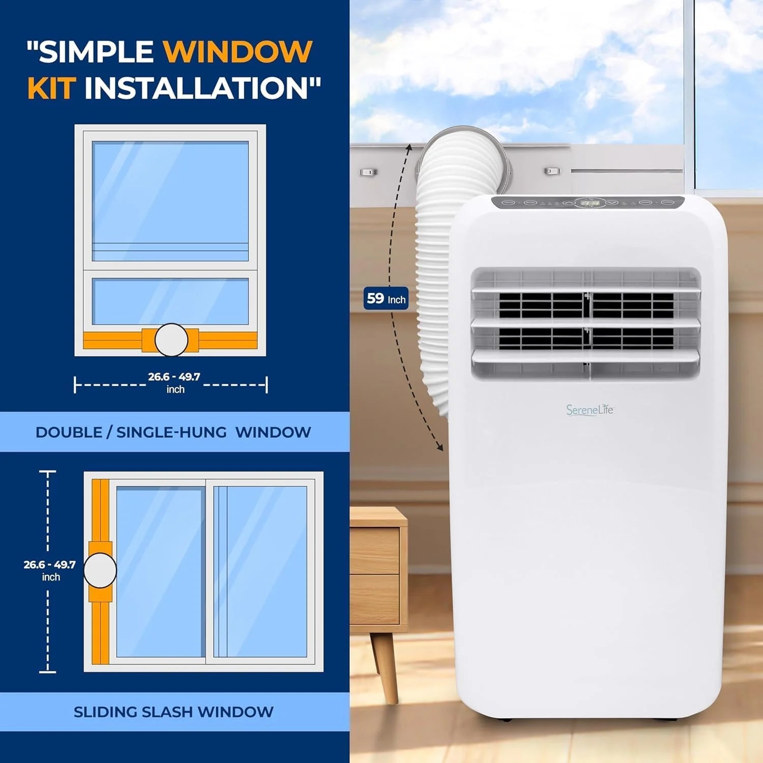 10,000 BTU Portable Air Conditioner– 4-in-1 AC Unit w/Cooling, Dehumidifier, Heater, & Fan– Includes Remote Control, Window Mount Kit, Quiet Operation, 24-Hour Timer1 pcs