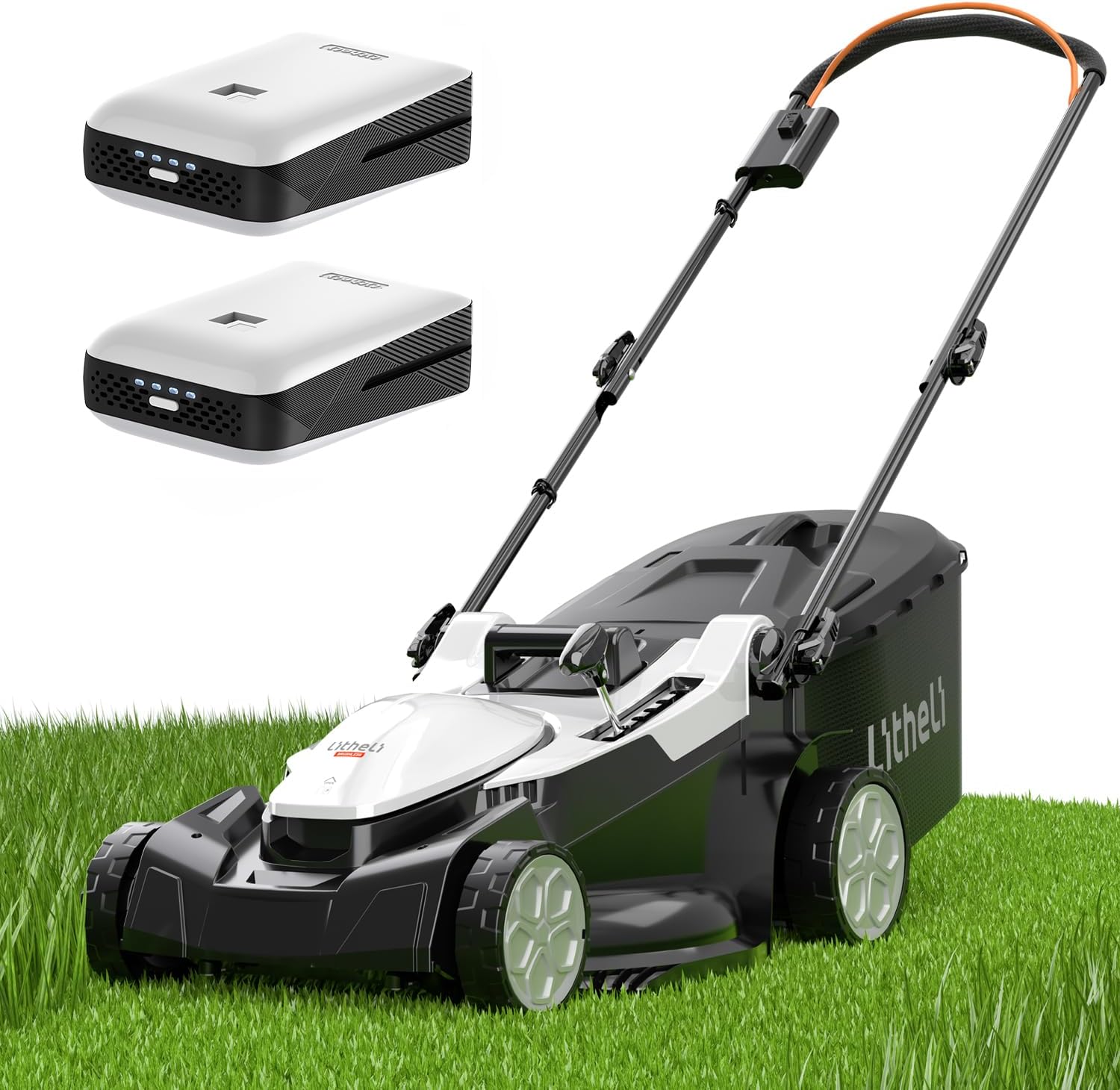40V (2 x 20V) 16-inch cordless electric lawn mower, brushless mower, with 6 height adjustment functions, portable and lightweight push-type battery-driven lawn mower (including 2 4.0 amp-hour batteries)1 pcs