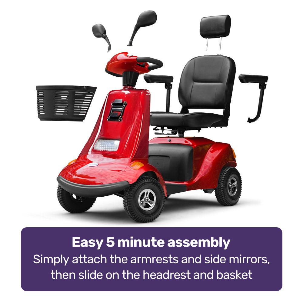 EQUIPMED LeisureCruise Extra Large-Sized, High Power, 182kg Capacity Mobility Scooter  - Red