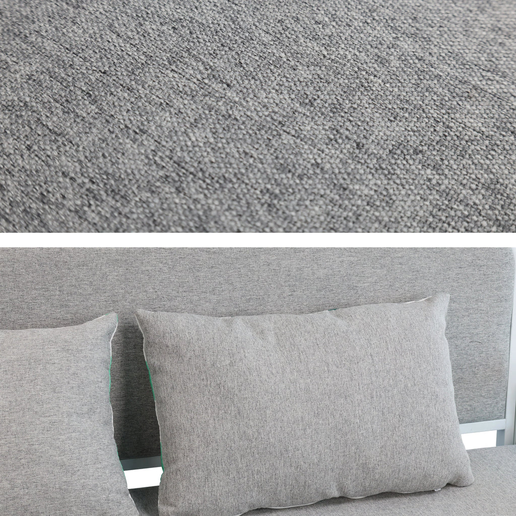 Convertible Sofa Bed with Pillows, Side Pockects and Storage Compartment, Carbon Steel and Linen Cotton