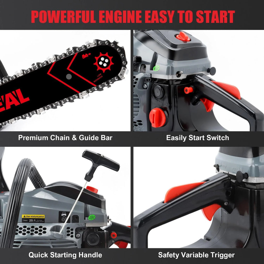 Gas Chainsaws 20 Inch 62CC Gas Powered Chainsaw 3.4HP 2 Stroke Engine Gas Power Chain Saw for Cutting Wood Outdoor Garden Farm Home1 pcs