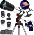Telescope, Telescope for Adults High Powered Professional, 90mm Aperture 800mm AZ Mount Refractor Telescopes for Kids & Astronomy Beginners with Stainless Tripod & Carrying Bag & Phone Adapter1 pcs