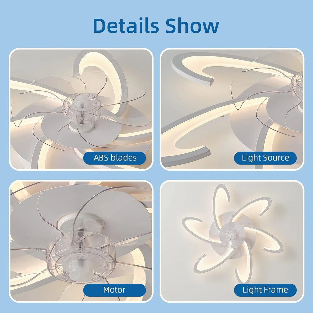 Low Ceiling Light Fan, Low Profile, 6 Wind Speed, 3 Colors 82 cm