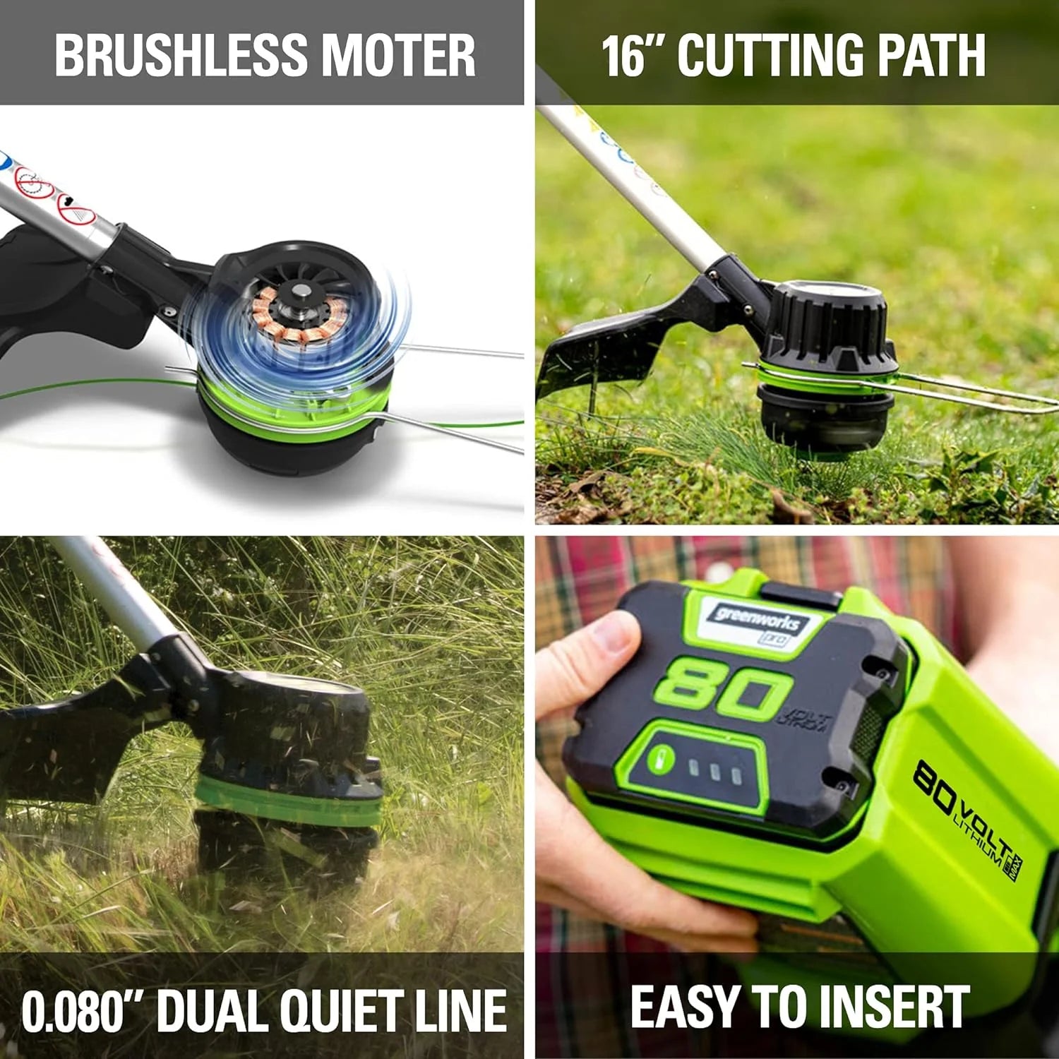 16" 80V Cordless String Trimmer (Attachment Capable), Battery Not Included1 pcs