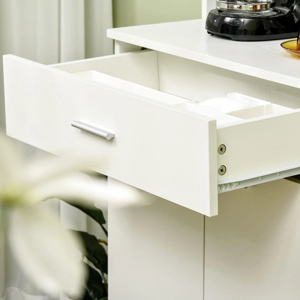 71" H Freestanding Kitchen Pantry, Buffet Cabinet with Hutch, Storage Cabinet with Drawer, Doors and Microwave Stand, White1 pcs
