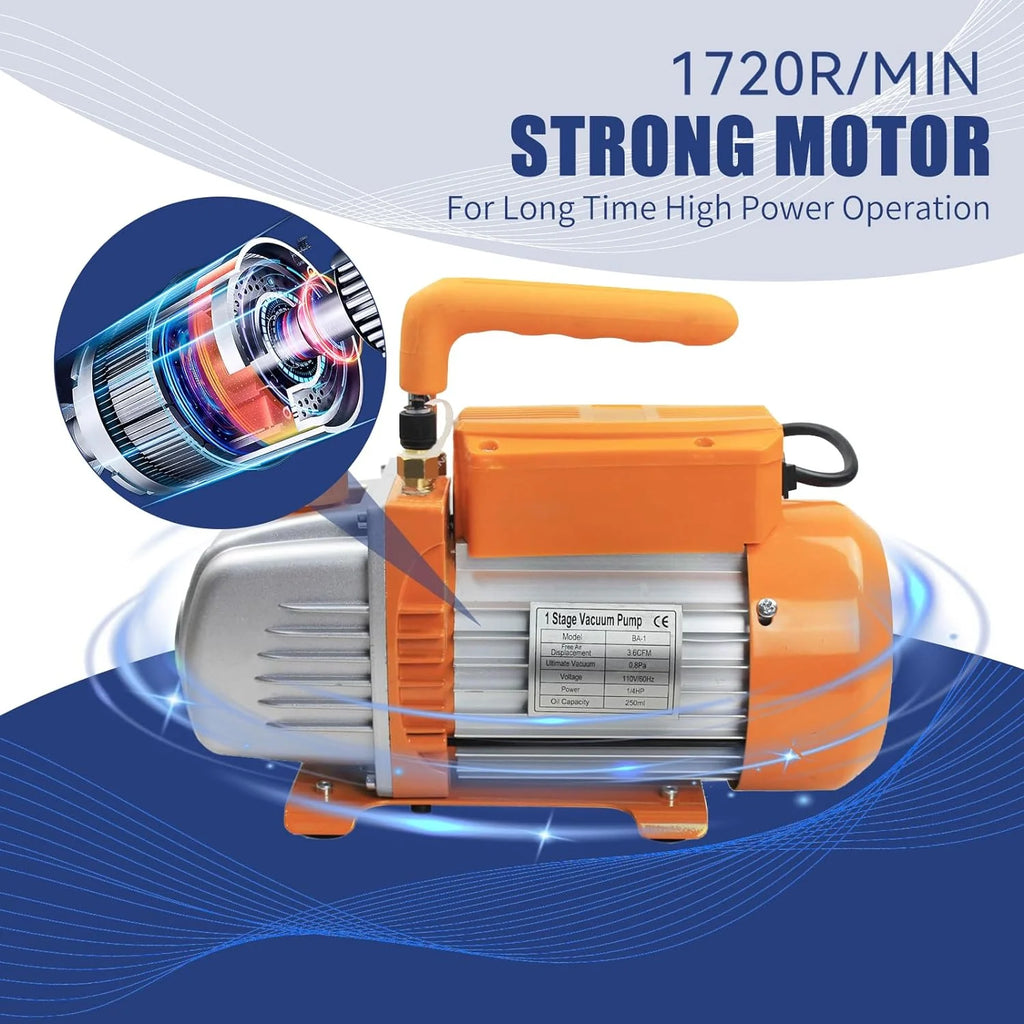 Gallon Vacuum Chamber Kit with 3.6 CFM 1 Stage Vacuum Pump HVAC1 pcs