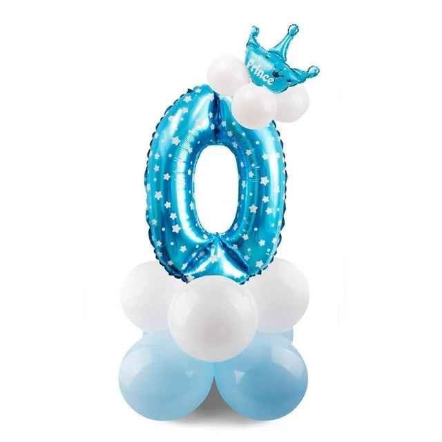 17pcs Birthday Number Balloon Set 32 Inch Foil Helium Decor Boy Girl