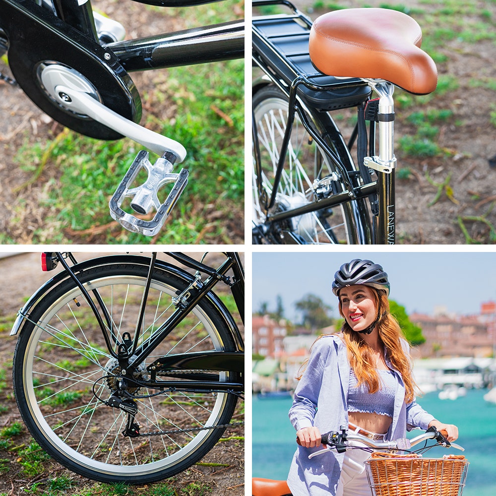 VALK Laneway 5 Vintage Electric Bike, Torque Sensor equipped eBike, Medium, Black