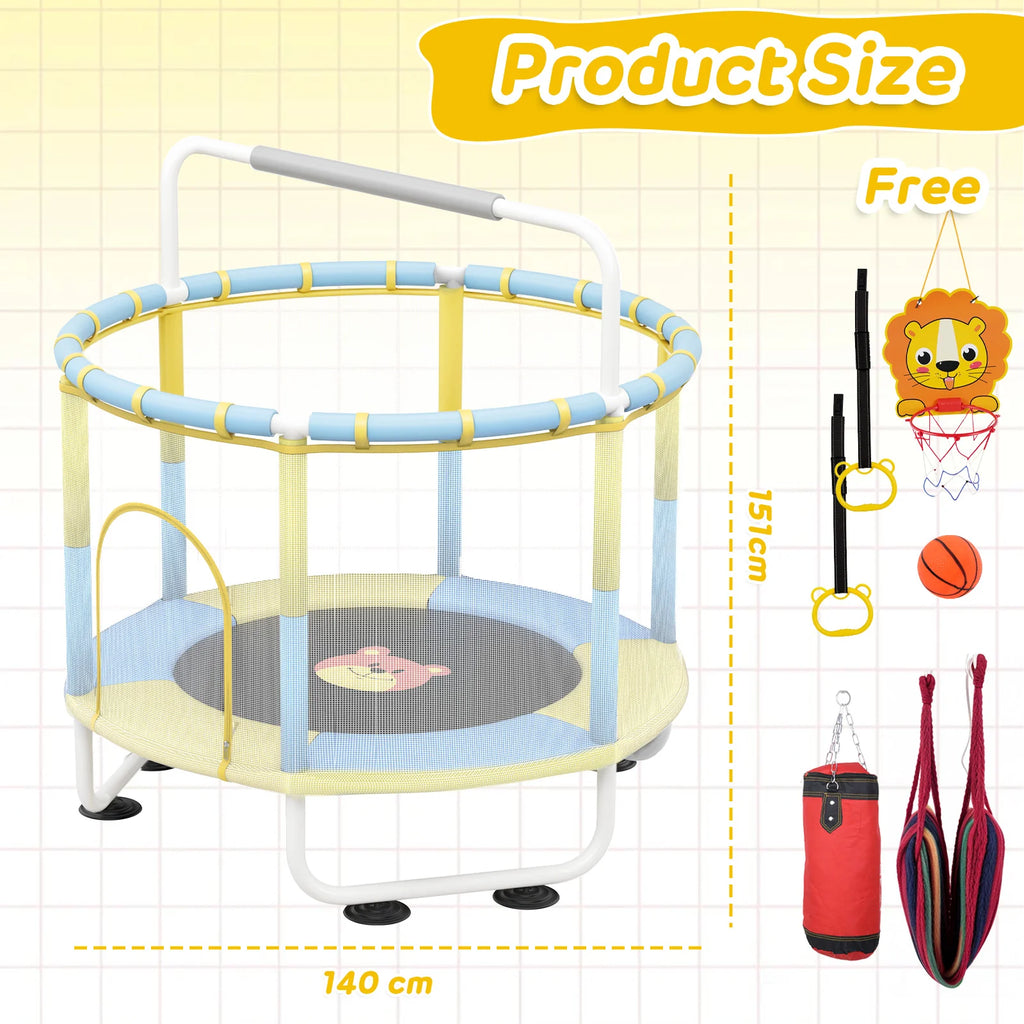 55" Trampoline with Basketball Hoop Swings