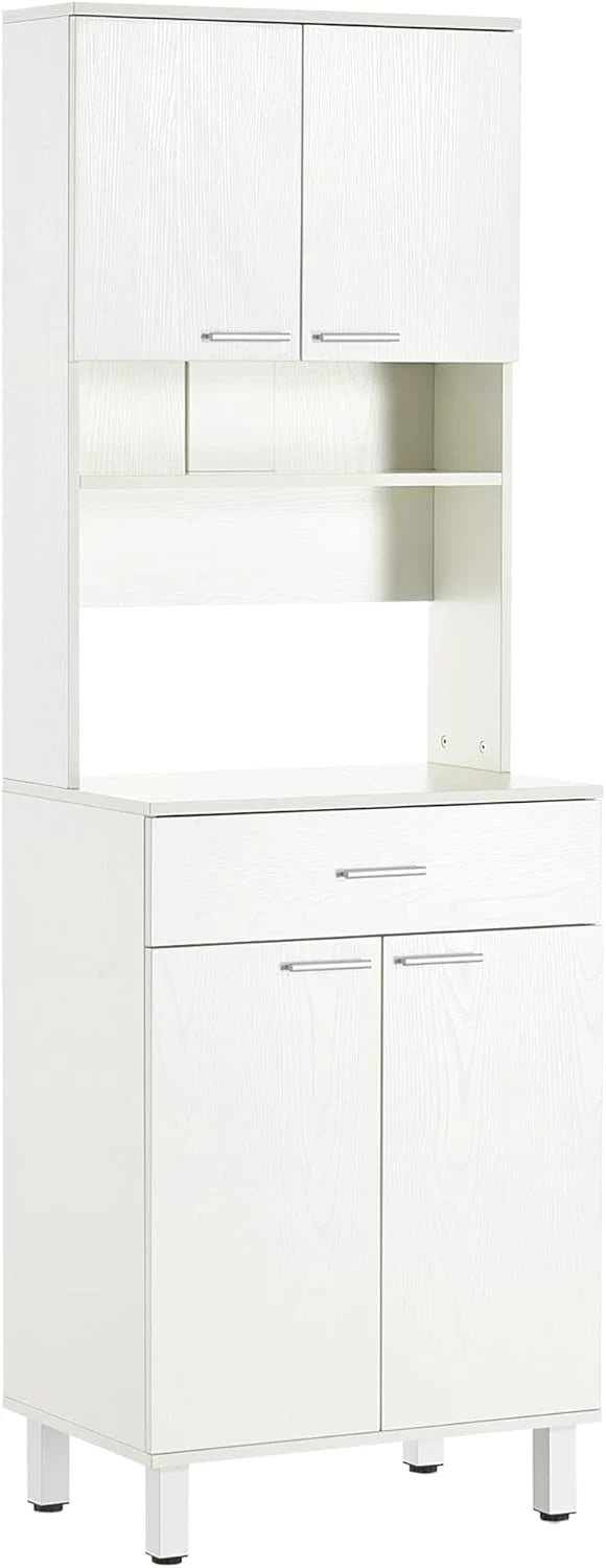 71" H Freestanding Kitchen Pantry, Buffet Cabinet with Hutch, Storage Cabinet with Drawer, Doors and Microwave Stand, White1 pcs