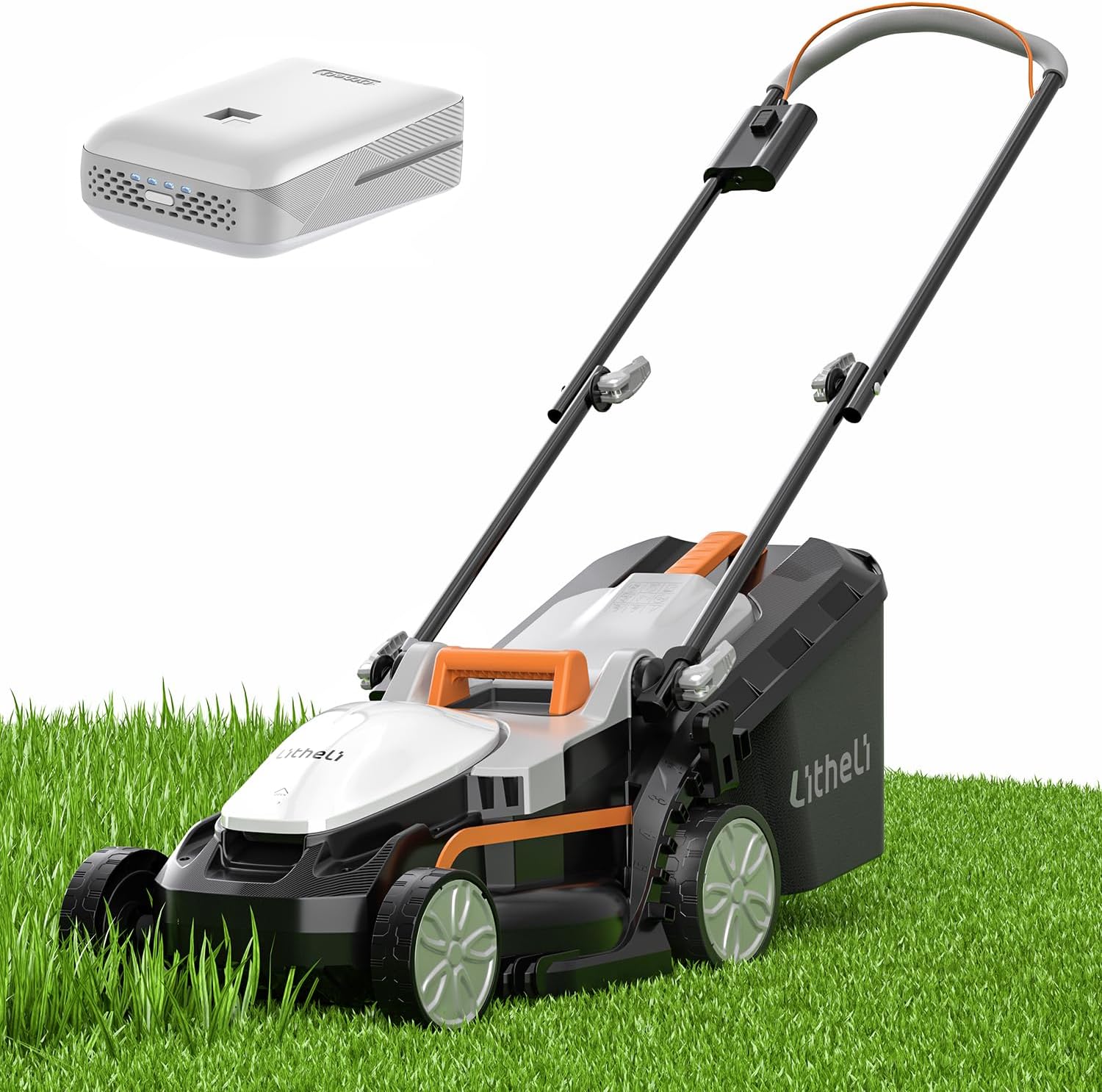 40V (2 x 20V) 16-inch cordless electric lawn mower, brushless mower, with 6 height adjustment functions, portable and lightweight push-type battery-driven lawn mower (including 2 4.0 amp-hour batteries)1 pcs