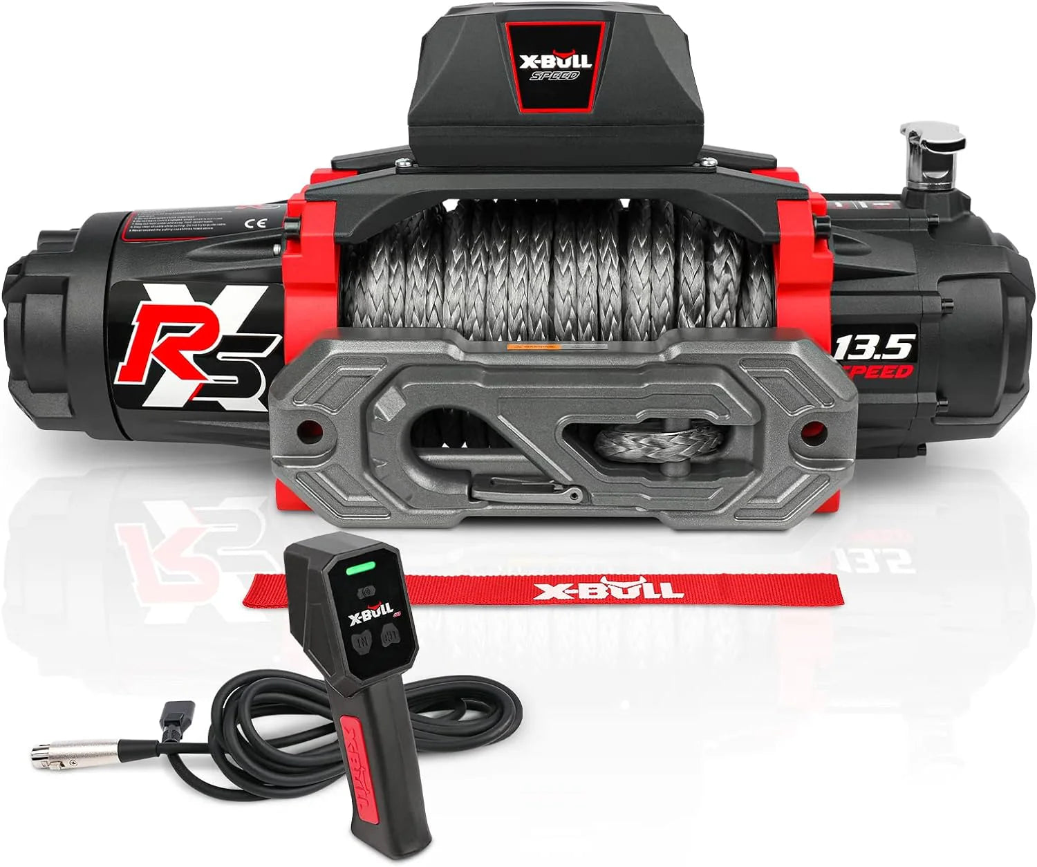13,500-pound load capacity electric winch - 12-volt DC power supply, suitable for off-road trailer towing, dual-function wireless remote control1 pcs