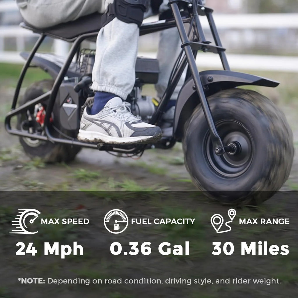 Mini Dirt Bike GMB100, 99 CC Gas Powered Mini Bike 4 Stroke 3HP, Off Road Mini Bikes for Kids and Adult, Trail Bike Up to 24 Mph, Weight Support Up to 185 LBS (Black)1 pcs