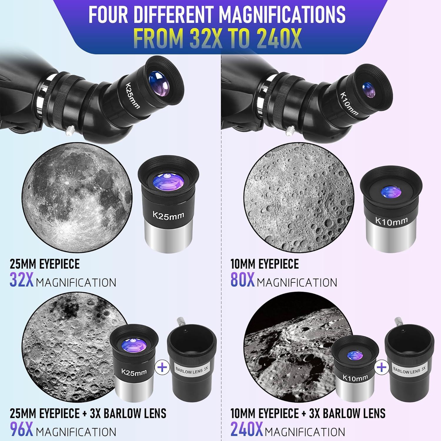 Telescope, Telescope for Adults High Powered Professional, 90mm Aperture 800mm AZ Mount Refractor Telescopes for Kids & Astronomy Beginners with Stainless Tripod & Carrying Bag & Phone Adapter1 pcs