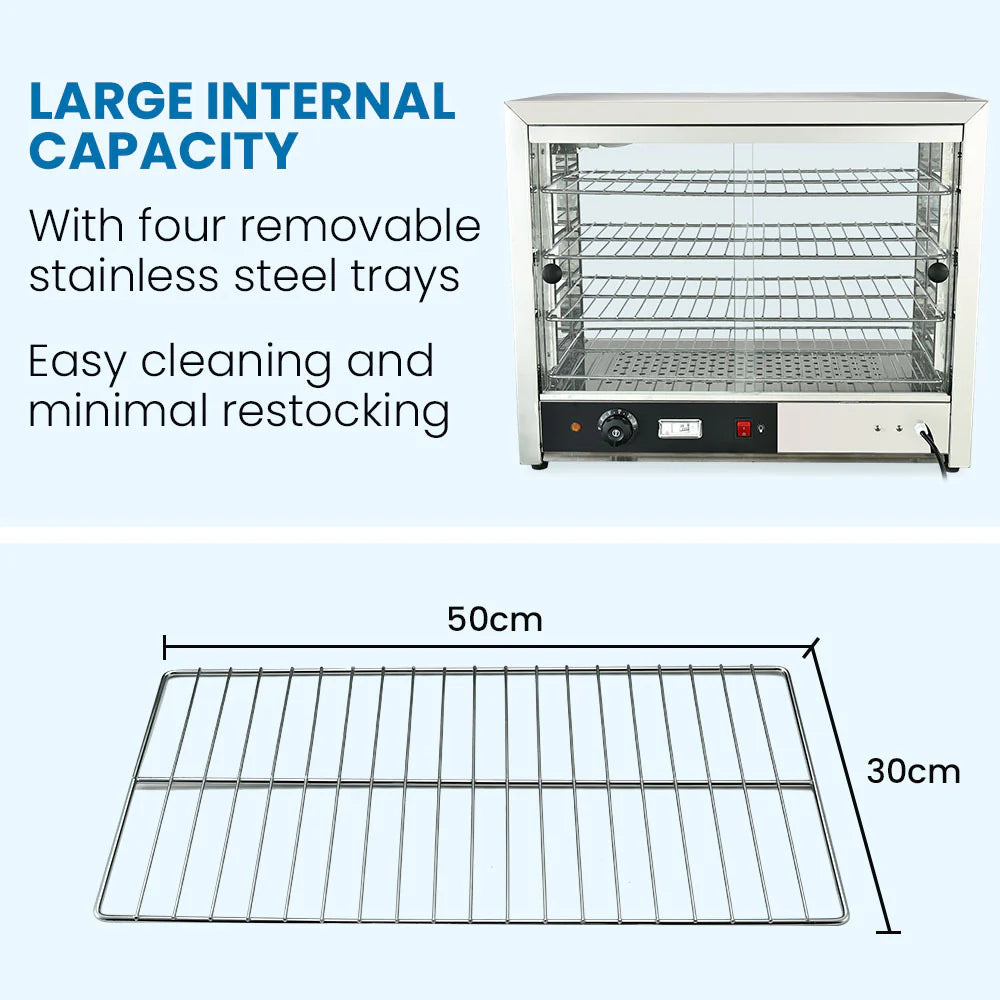EUROCHEF Electric Food Warmer Display, 1000W, 4-Tier Stainless Steel