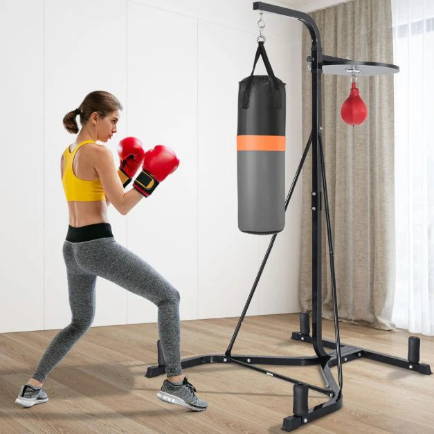 Heavy Bag Stand with Heavy Bag and Adjustable Speed Bag