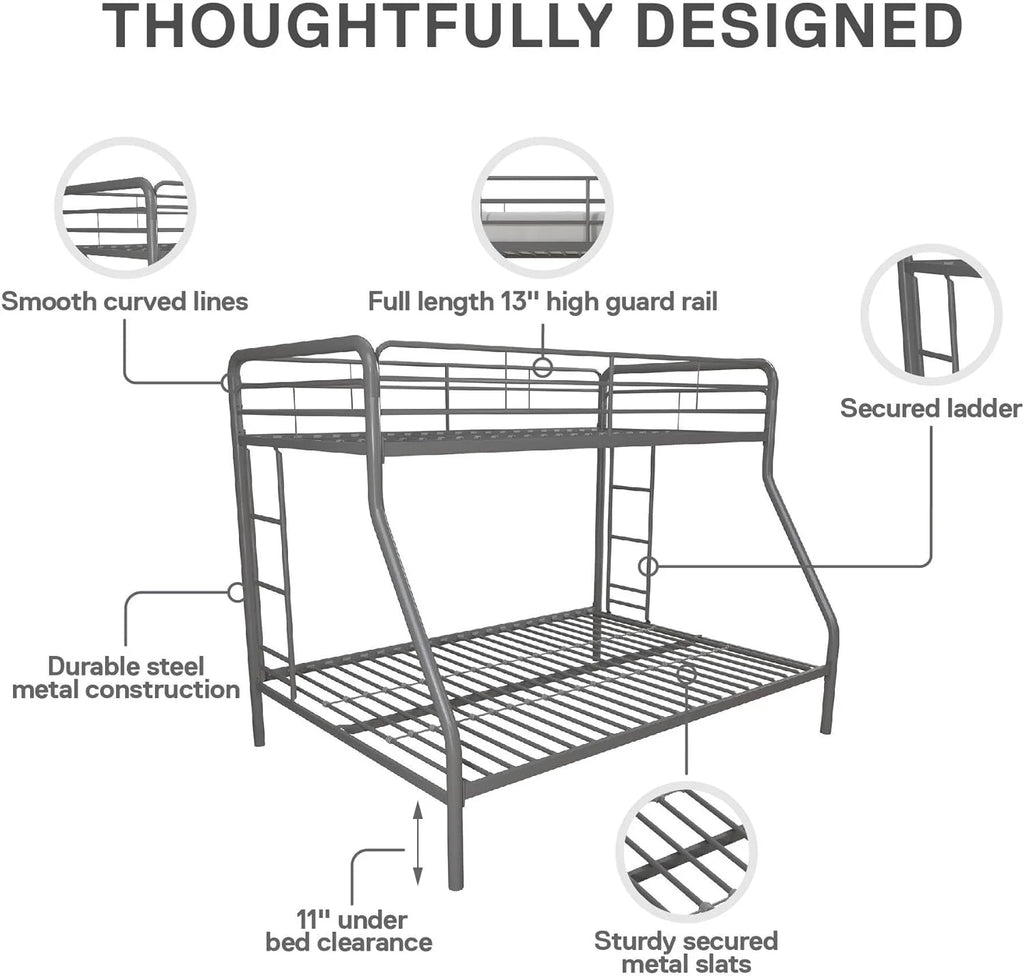DHP Dusty Twin Over Full Metal Bunk Bed, Off White1 pcs