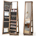 360�� Swivel Jewelry Armoire, Standing Jewelry Organizer with Full Length Mirror