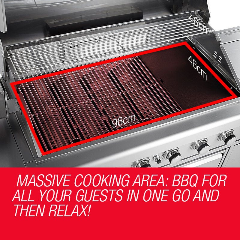 EuroGrille 8 Burner BBQ Outdoor Barbeque Gas Stainless Steel Kitchen