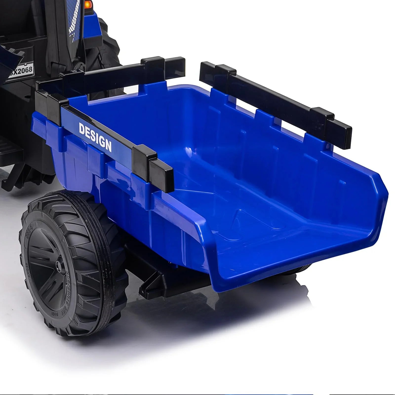 3-in-1 Ride-On Tractor, 24V Electric, Excavator & Bulldozer, Remote Control, LED, Music, USB/Bluetooth max 66 lbs �� Bright-blue