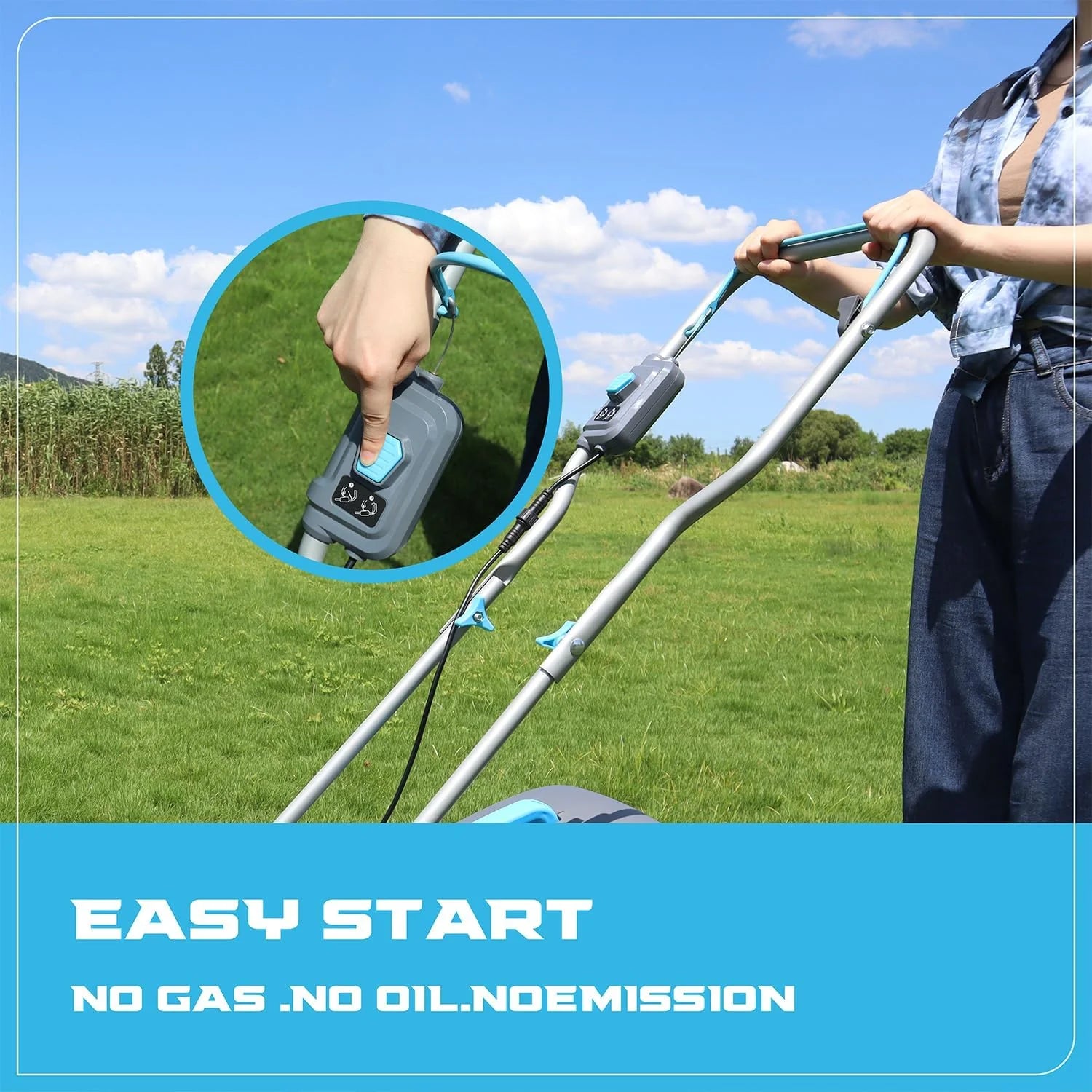 Cordless Lawn Mower, 15-in Lawn Mowers Lightweight, 40V Lithium-ion Lawnmower w/Brushless Motor, 5 Cutting Heights Adjustable -Low Noise 2 in 1 Push Mower1 pcs