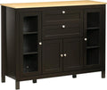 Sideboard Buffet Cabinet with 2 Drawers 3 Storage Cabinets, Coffee Bar Cabinet with Glass Doors, Kitchen Cabinet with Adjustable Shelves, Oak White1 pcs