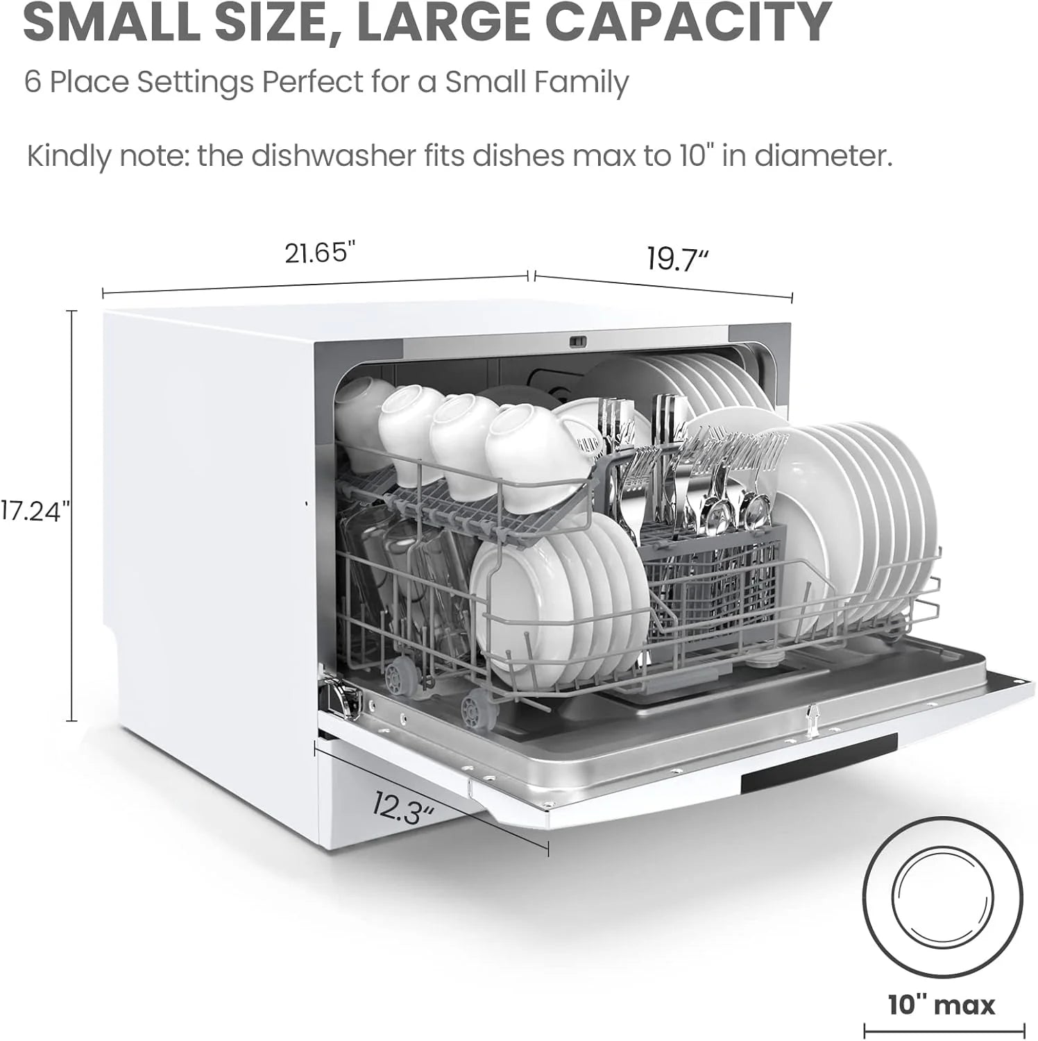 Countertop Dishwasher, Energy Star Portable Dishwasher, 6 Place Settings, Mini Dishwasher with 8 Washing Programs, Speed, Baby-Care, ECO& Glass, Dish Washer for Dorm, RV& Apartment1 pcs