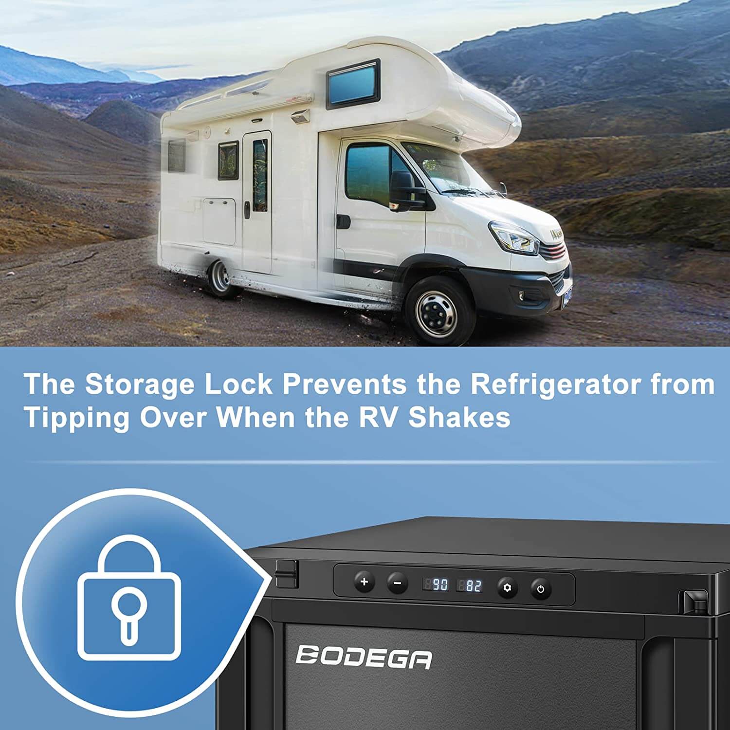 12 Volt RV Refrigerator 45L/1.6cu.ft RV Fridge and Freezer