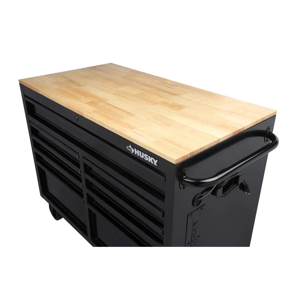 46-in W x 24.5-in D 9-Drawer Mobile Workbench with Hardwood Top and Power Station ���ゆ�� Gloss Black