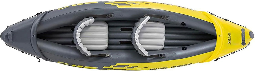 Explorer K2 Inflatable Kayak Set: Includes luxurious 86-inch aluminum paddle and high-output pump - extremely durable PVC material - adjustable seat with backrest - suitable for two people - maximum weight capacity 400 pounds1 pcs