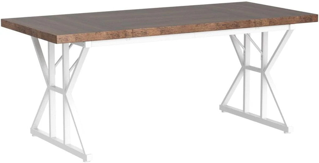 Farmhouse Dining Table for 6 People, 70.8-Inch Rectangular Wood Dining Table, Rustic Kitchen Table with Heavy Duty Metal Legs for Dining Room1 pcs