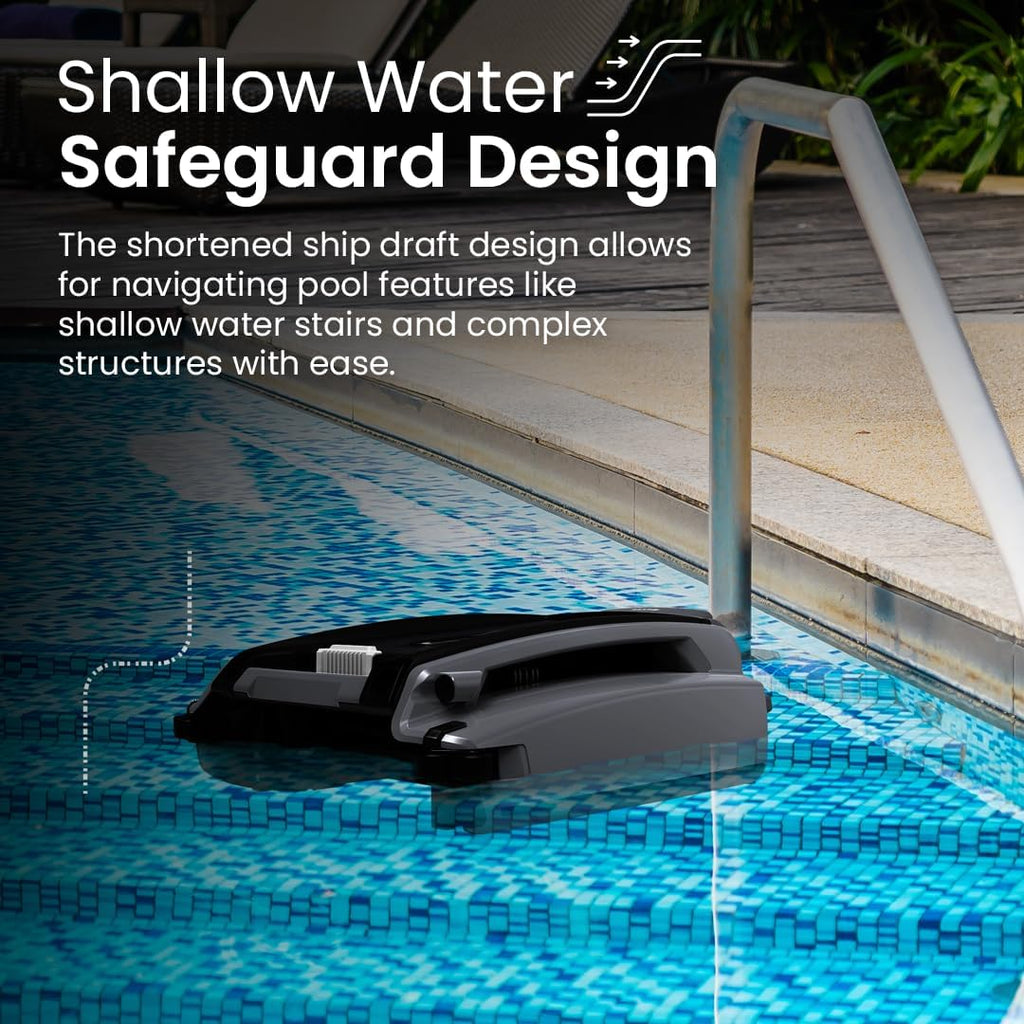 Solar-Powered Robotic Pool Skimmer with 24/7 Continuous Cleaning Power, Dual Charging Options, Twin Salt Chlorine Tolerant Motors, and Shallow Water Safeguard1 pcs
